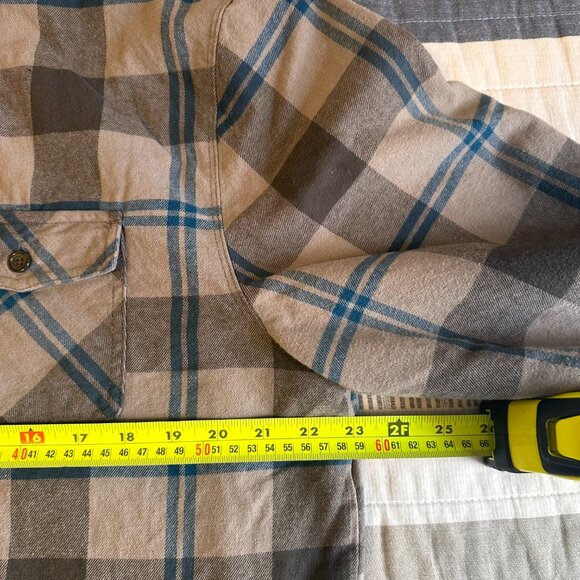 Voyager Casual Button Down Mens XL Shacket Gray Blue Plaid Rugged Flannel Shirt - Picture 4 of 7